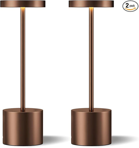Kakanuo Brown Cordless Lamp Set, Rechargeable Lamp, 3 Color Temperature, LED Outdoor Wireless Lamps, Battery Operated Lamps, Stepless Dimmable, Touch Control