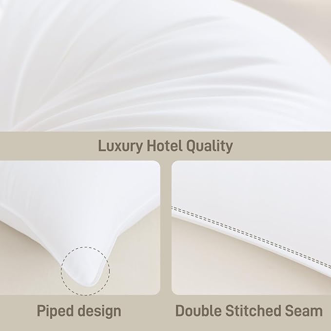 Sylvaris Hypoallergenic Bamboo Viscose Extra Soft Pillows with Down Alternative Filling, Queen Size Set of 2, Breathable Luxury Hotel Quality for All Sleeper, Oeko-Tex Certified,Machine Washable