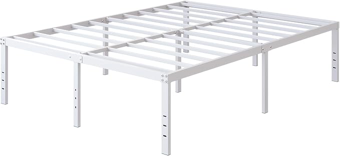 18 Inch California King Bed Frames Heavy Duty Metal Platform No Box Spring Needed, Maximum Storage, Easy to Assembly, Noise Free, White