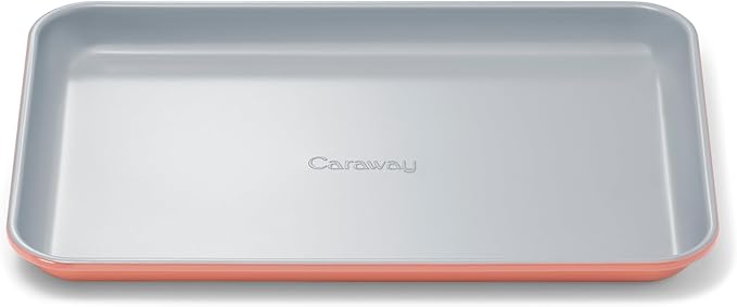 Caraway Nonstick Ceramic Small Baking Sheet (9x13”) – Non-Toxic, PTFE & PFOA Free – Oven Safe – Aluminized Steel Core – Mini Sheet Pan for Baking, Roasting & More - Perracotta