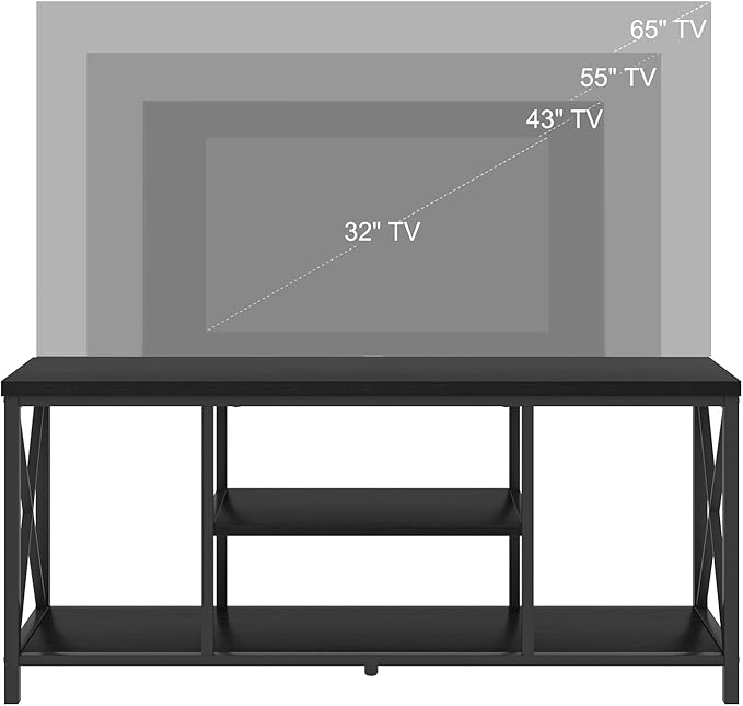 EXCEFUR 55 Inch TV Stand for Televisions up to 65 Inch, Modern Entertainment Center with Storage Shelves, Media TV Consoles for Living Room, Bedroom, Industrial Black Oak