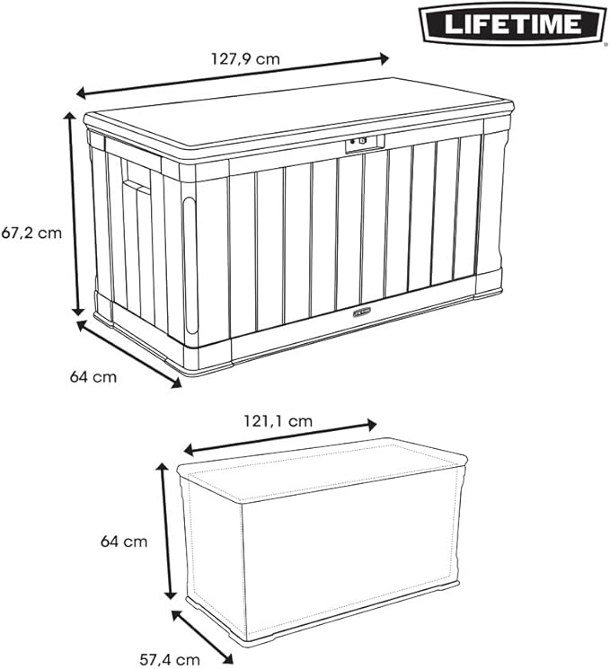 LIFETIME 60186 Heavy-Duty Outdoor Storage Deck Box, 116 Gallon, Desert Sand/Brown
