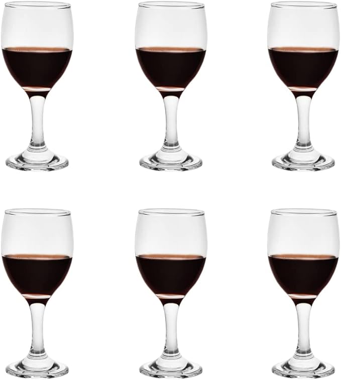 HEIGHT 5.6 Inches 120ML 4 Ounce Samll Capacity - Set of 6 Classic Red Small Wine Glasses Durable Clear White Lead-free Glass Cup For Party (Glass, 6Pcs4OZ)