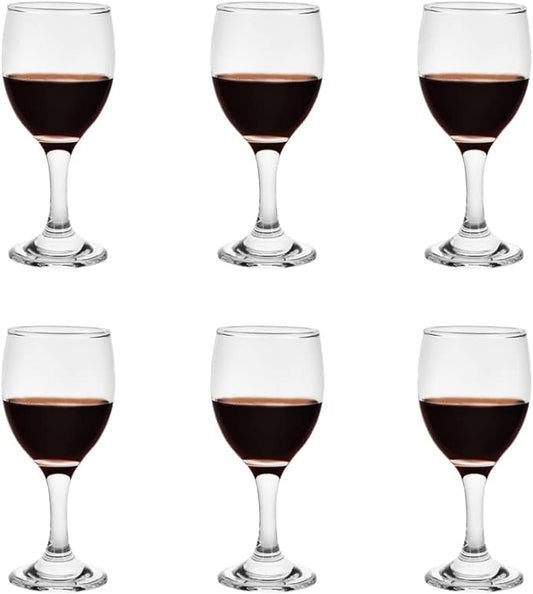 HEIGHT 5.6 Inches 120ML 4 Ounce Samll Capacity - Set of 6 Classic Red Small Wine Glasses Durable Clear White Lead-free Glass Cup For Party (Glass, 6Pcs4OZ)