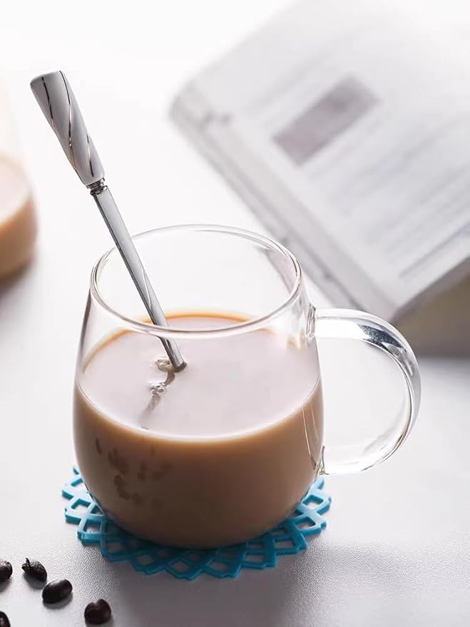 Coffee Cup Set of 4, high borosilicate glass cups, clear glass coffee cups, large glassware set, 16 ounce glass cups with handles, can also be given as gifts