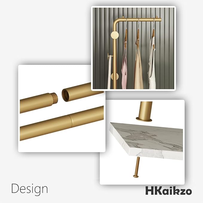 Coat Rack Stand, Gold Clothing Rack Freestanding with Satin Steel Finish and Natural Stable Marble Base, for Coats, Hats, Scarves, Clothes, and Handbags be Applicable Home Bedroom Hotel Hall