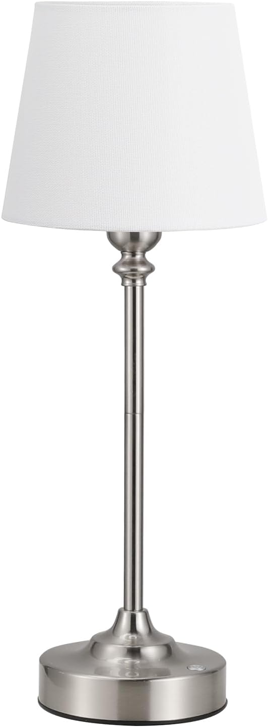 Kakanuo Cordless Table Lamp Rechargeable Silver - 1 Pack 4000mAH Battery Operated Lamp for Decor, 3000K Stepless Dimming Touch Control Wireless Lamp for Bedroom, Dining Table, Counter, Living Room