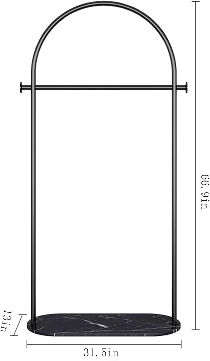 small clothing rack,heavy duty clothes rack with Marble base,metal garment racks for hanging clothes,Modern Coat Rack Freestanding with 2 Hooks for Bedroom Living Room Office