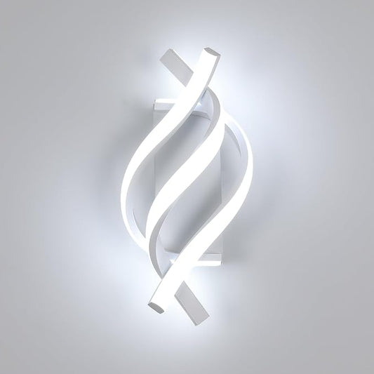 Modern LED Wall Sconce 21W Indoor Wall Sconces Light Cool White 6500K Spiral Design Wall Mounted LED Lamp for Bedroom Stairwells Living Room Hallway Office (White, 6500K)