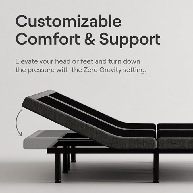 Nectar Luxe Twin XL Adjustable Base & 14” Mattress (New Version) - Head & Foot Incline - Medium Firm Memory Foam - Cooling Upgrade - 3 Massage Settings - 365-Night Mattress Trial & Forever Warranty