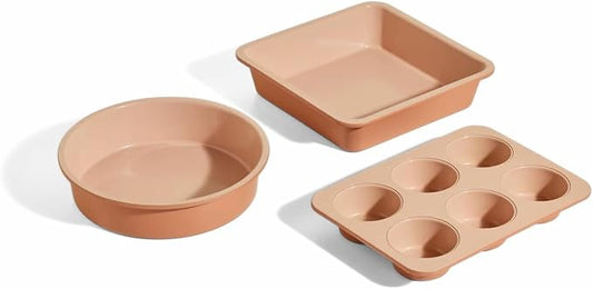 Our Place Wonder Oven Baker’s Kit – 3-Piece Toxin-Free Ceramic Nonstick Bakeware Set (8” Round, 8” Square, 6-Cup Muffin Pan) - Oven-Safe up to 450°F - Spice
