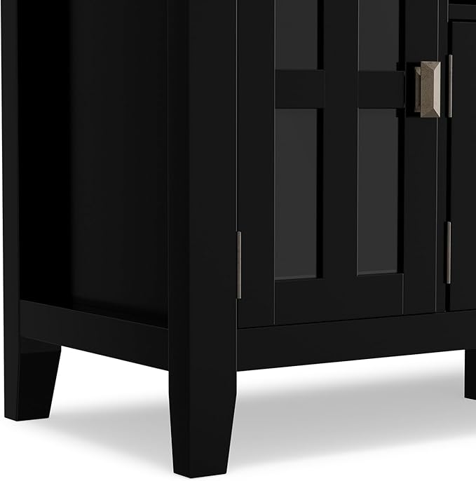 SIMPLIHOME Artisan SOLID WOOD 72 Inch Wide Transitional TV Media Stand in Black for TVs up to 80 Inches, For the Living Room and Entertainment Center