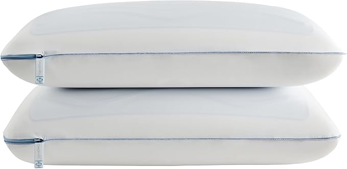 SEALY Dreamlife US Size Memory Foam SealyChill Cooling Gel, Removable Machine-Washable Cover, Made in The USA (2 Pack) Pillow, Standard I Dual Pack, White 2 Count
