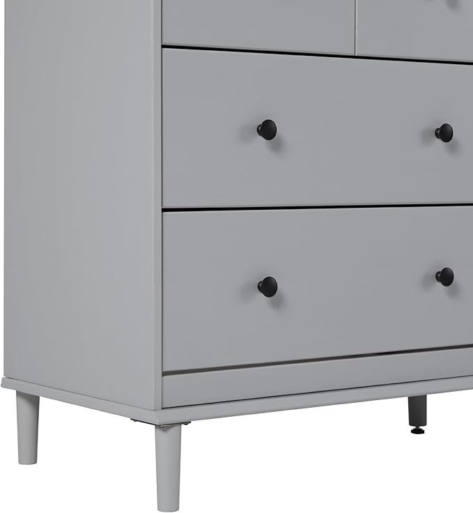 Walker Edison Modern 6-Drawer Solid Wood Dresser Bedroom Storage, 57 Inch, Grey