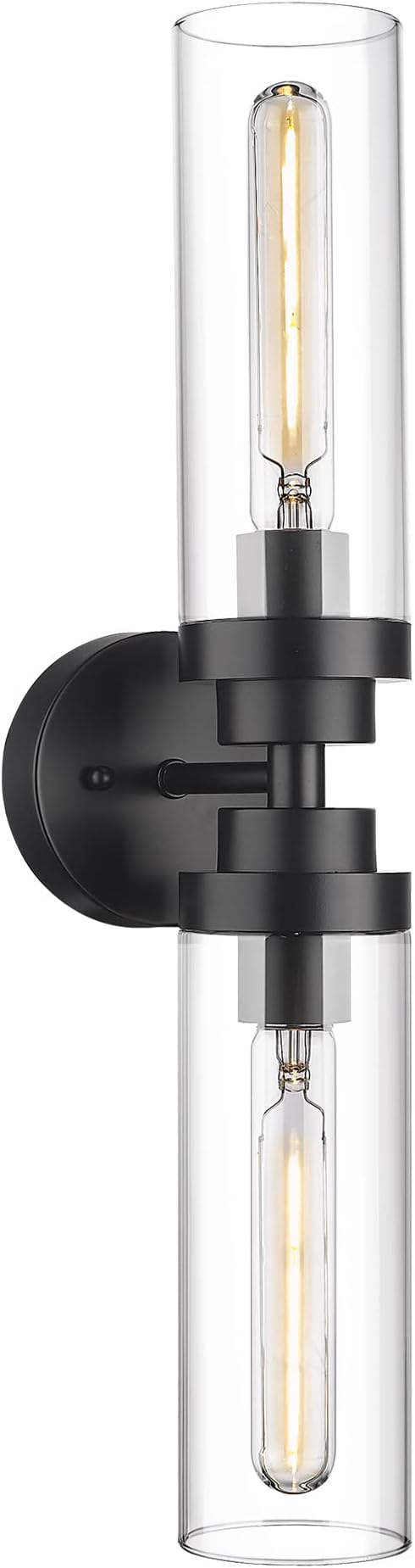 Emak 2 Light Black Vanity Lights for Bathroom,22 Inch Bathroom Light Fixtures Modern Wall Sconces with Clear Glass Shade for Bath, Bedroom, Hallway, VL085-BK-2