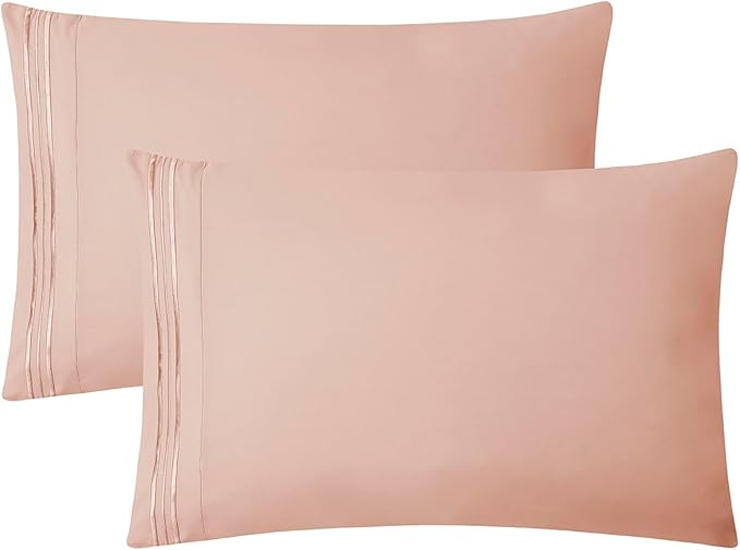 Clara Clark Bed Sheets, Premier 1800 Series 4 Piece Bed Sheet Set, Deep Pocket, Wrinkle, Fade, Stain Resistant, Luxury Soft Bedding Sheets & Pillowcases, King, Peach