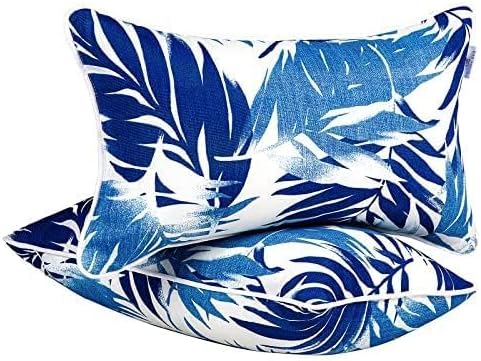 Outdoor Lumbar Pillows - Decorative Pillows with Insert Included Set of 2 Outdoor Pillows for Patio Furniture 12x20 Inch