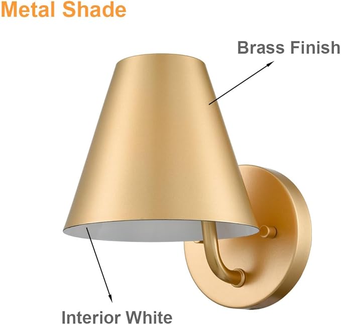 DIRYZON Modern Brass Wall Sconce Light,Metal Barn Wall Lights for Living Room Bedroom,Industrial Bathroom Wall Light Fixtures Wall Lighting