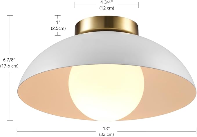 GLOBE Electric 66000159 1-Light Flush Mount Ceiling Light, Matte White Finish, Opal Glass Shade, Low Profile, Modern Ceiling Light, E26 Base, Easy Installation