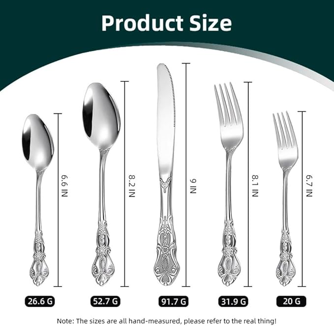 20-Piece Stainless Steel Flatware Set, Silver Silverware Set Service for 4, Cutlery Utensils Set, Include Fork Knife Spoon Set, Dishwasher Safe