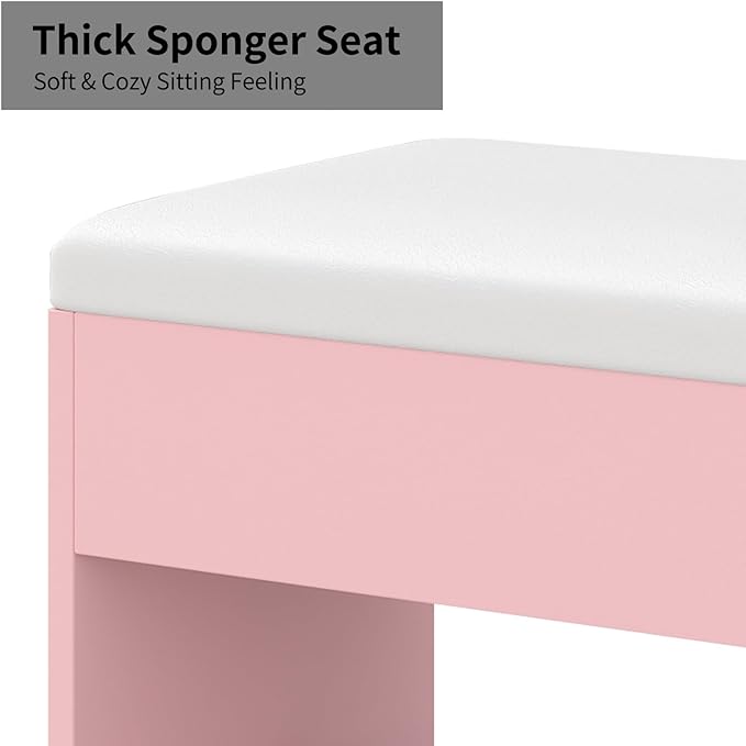 15 Drawers Makeup Vanity with Charging Station, Vanity Desk with 12 LED Bulbs and HD Mirror, 3 Color Brightness Adjustable, Vanity Set for Bedroom, Pink