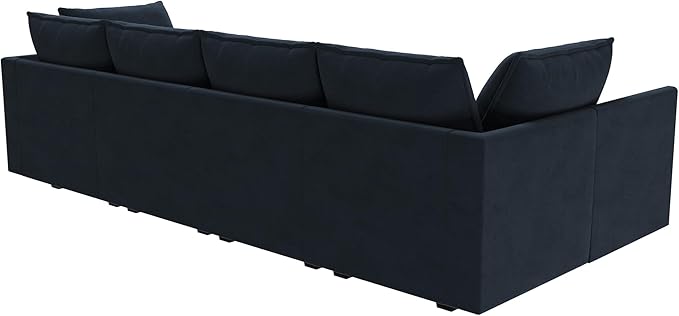 HONBAY Modular Sectional Sleeper Sofa Velvet Sleeper Couch with Storage Seats Oversized Sectional for Living Room,Dark Blue
