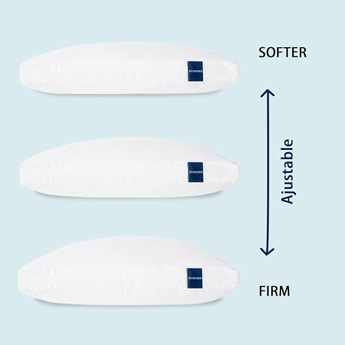 ACCURATEX Hybrid Pillow for Sleeping, Adjustable Shredded Memory Foam Pillow Core with Fluffy Down Alternative Fill Removable Cotton Cover,for Side,Back,Stomach Sleepers,King Size