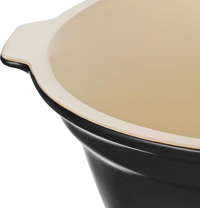 Zing Ceramic Mixing Bowls 5 Qt for Kitchen, Large Salad Bowl, Colorful Vibrant Nesting Bowls for Cooking, Baking, Prepping, Serving, Salad, Housewarming Gift, Microwave Dishwasher Safe, Black