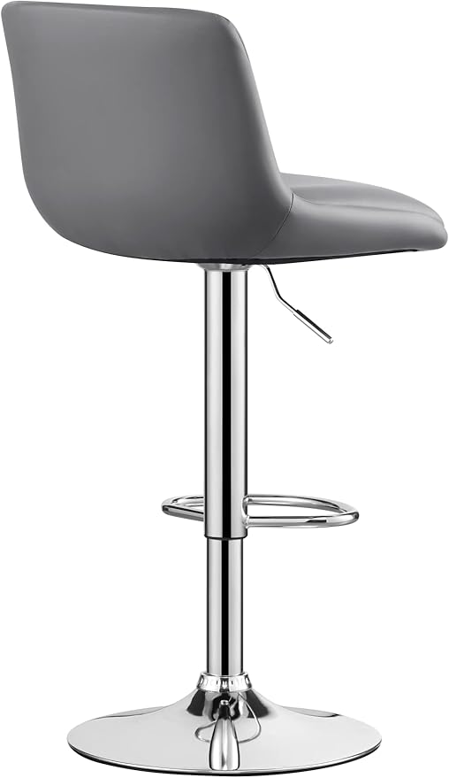 MINCETA Bar Stools,Modern Upholstered Swivel Stool with Back for Bar and Counter Height, Adjustable Height 24" to 34",Set of 4,PU in Dark Gray