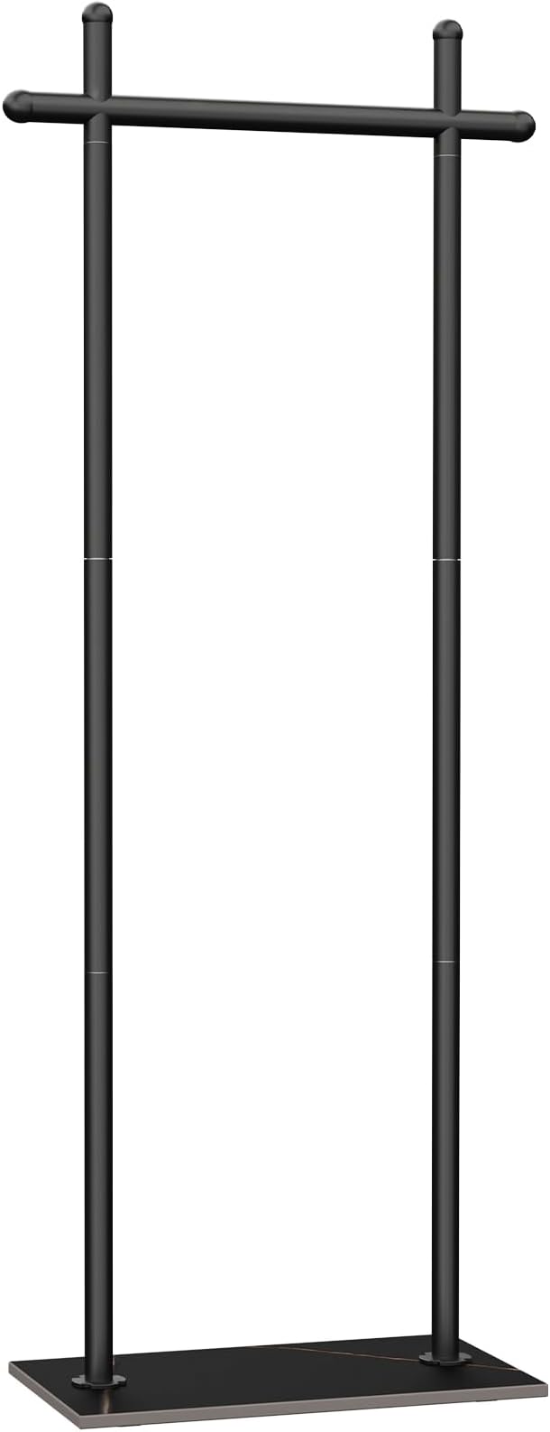 Coat Rack Freestanding with Natural Rock Base, Metal Coat Hanger Stand, Industrial Garment Rack, Clothes Tree for Bedroom Living Room Office To Hang Clothes, Hats, 68.9in, Black