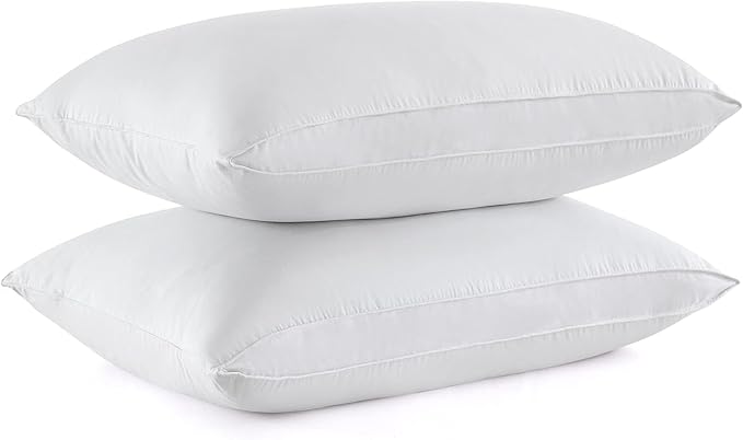 puredown® Goose Feather Down Pillows, Standard Size Soft Bed Pillows for Sleeping with 100% Cotton Shell Set of 2
