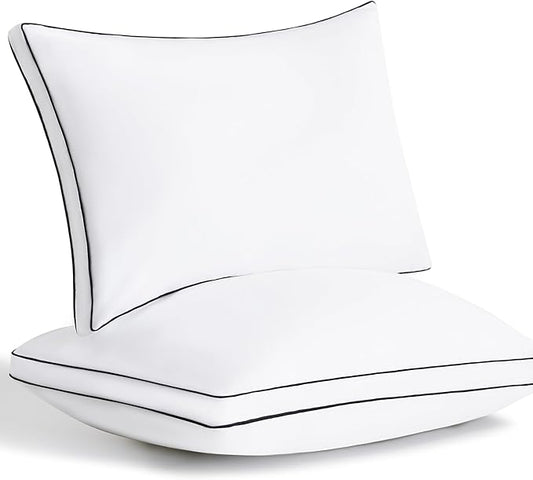 CozyLux Pillows Queen Size Set of 2, Soft and Supportive 3D Down Alternative Bed Pillow for Sleeping 2 Pack White, Luxury Hotel Quality Gusseted Bedding Pillow for Back, Stomach or Side Sleepers 18x28