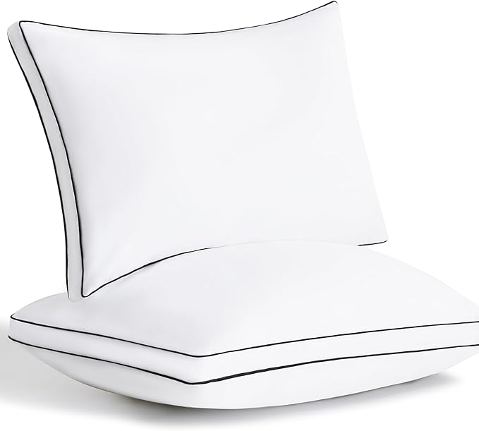 CozyLux Pillows Standard Size Set of 2, Soft Supportive 3D Down Alternative Bed Pillow for Sleeping 2 Pack White, Luxury Hotel Quality Gusseted Bedding Pillow for Back, Stomach or Side Sleepers 18x26