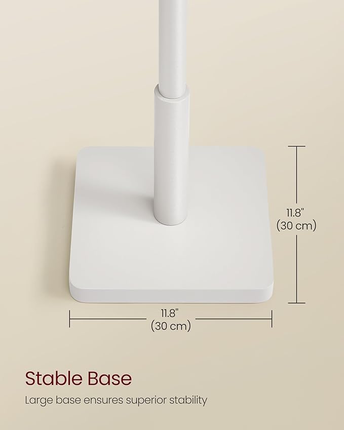 VASAGLE Solid Wood Coat Rack, Free Standing Hall Coat Tree with 8 Hooks, 3 Height Options, for Coats, Hats, Bags, Purses, for Entryway, Hallway, Rubberwood Hooks and Pole, Cloud White URCR010W02