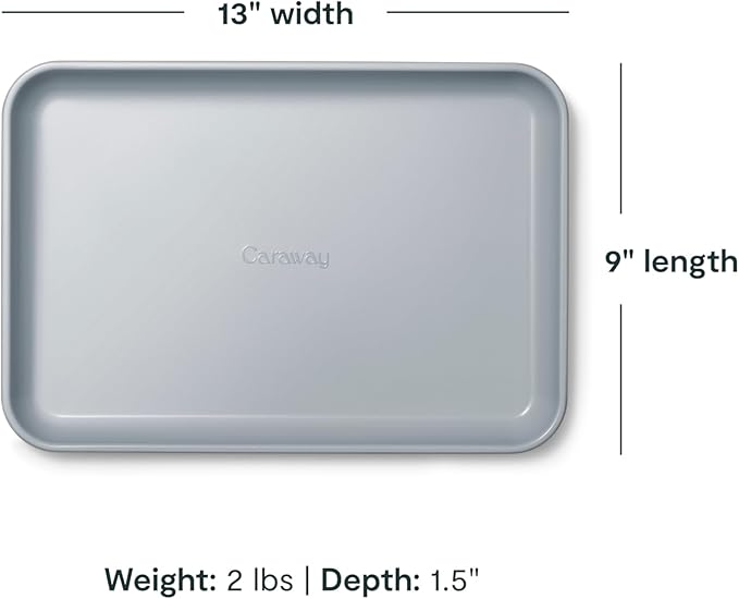Caraway Nonstick Ceramic Small Baking Sheet (9x13”) – Non-Toxic, PTFE & PFOA Free – Oven Safe – Aluminized Steel Core – Mini Sheet Pan for Baking, Roasting & More - Slate
