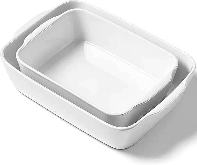 Ceramic Baking Dish Set for 2, Casserole Dish，Ceramic Baking Pan, Bakeware for Baking, Kitchen Decor, Microwave Oven Safe (3.3QT/4.2QT)