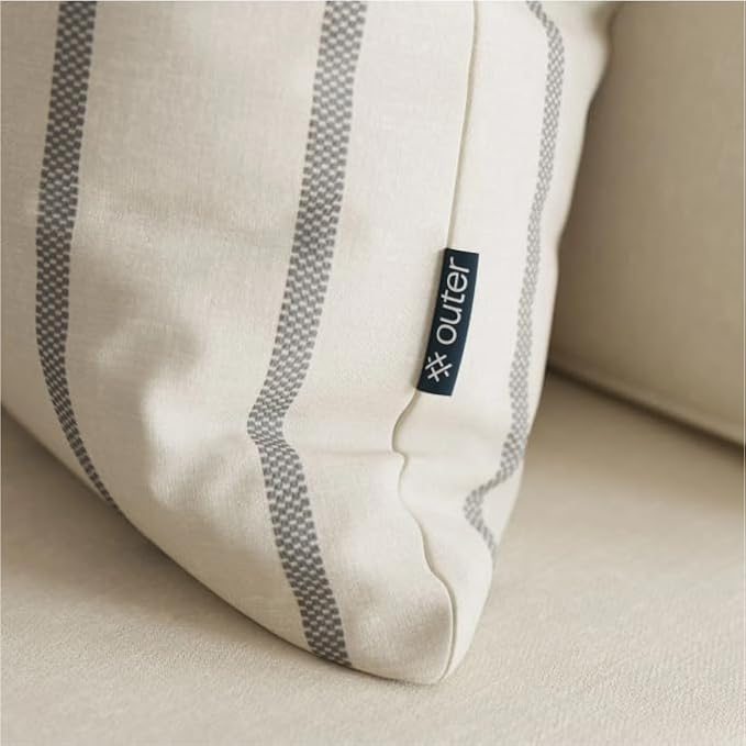 Outer Outdoor Throw Pillow with OuterWeave Performance Fabric, Decorative Pillow for Patio & Outdoor Furniture, Includes Machine Washable Pillow Cover and Insert - Palisades Gray Stripe, 18"x18"