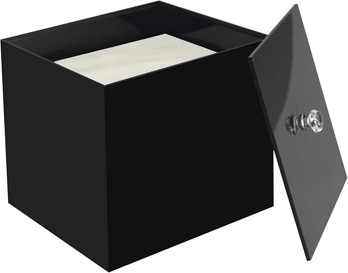 Face Towel Box, Acrylic Facial Disposable Towelettes Holder Container for XL Face Towels and Protects from Dust, Black