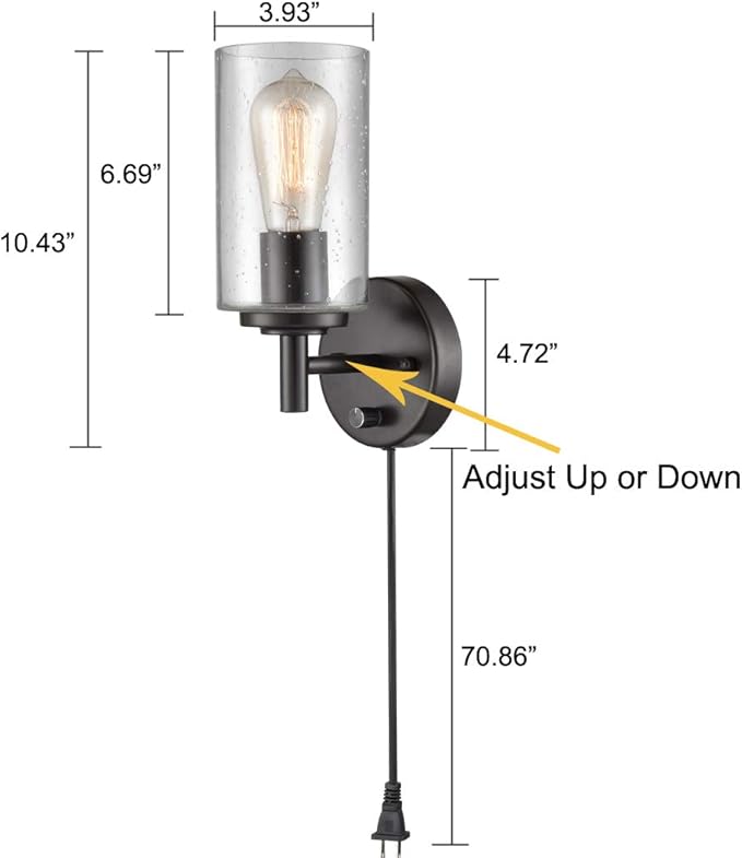 DANSEER Contemporary Oil Rubbed Bronze Bubble Glass Wall Sconces Set of Two Sconce Plug in with Switch