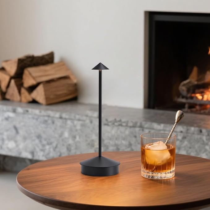 EJQ 2 Pack LED Cordless Table Lamp, Portable 6000mAh Rechargeable, Touch Control Outdoor Table Lamp, 3 Color Dimmable Cordless Table Lamps for Restaurant, Patio, Bedroom, Outdoor - Black