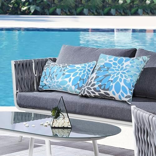 Outdoor Throw Pillows - Decorative Pillows with Insert Included Set of 2 Outdoor Pillows for Patio Furniture 18x18 Inch