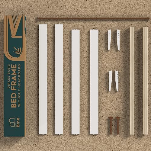 Dinkee Basic Bed Frame Without headboard - Ivory White - Queen
