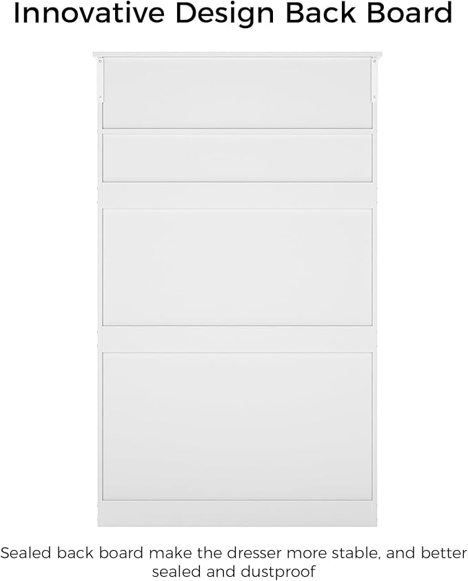 Hasuit Tall Dresser for Bedroom, White Large Chest of Drawers, 55.6'' High Dressers with 7 Drawers, Modern Wooden Vertical Storage Clothes Closet Organizer