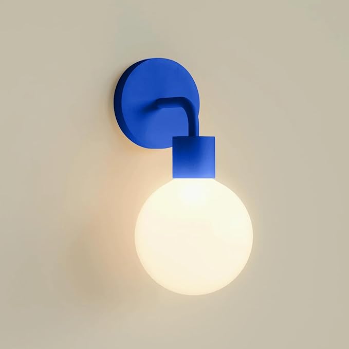 Wireless Wall Sconce (Shark Tank) Rechargeable & Dimmable LED Light w/App Control & Damage-Free Install, Moveable Modern Ambient Lighting for Elegant Home & Bedroom Decor | Blue