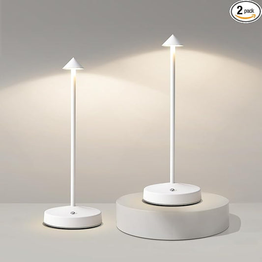 3w Led Cordless Rechargeable Table Lamps,3000 Mah Battery Operated Lamp 2 Level Led Table Lamp Small Touch Table Lamp in Aluminium 3000k Dimmable Table Lamps Set of 2 (White)