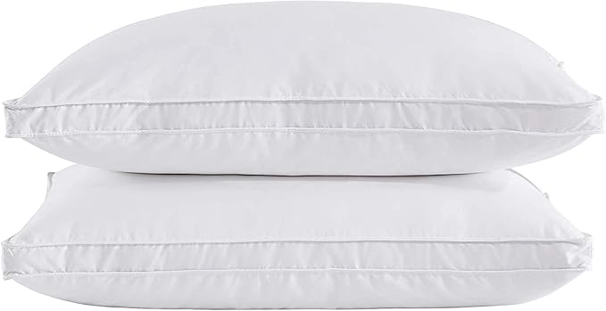 puredown® Goose Feather Down Pillows, Soft Gusseted Bed Pillows for Sleeping with 100% Cotton Shell, Set of 2, King Size
