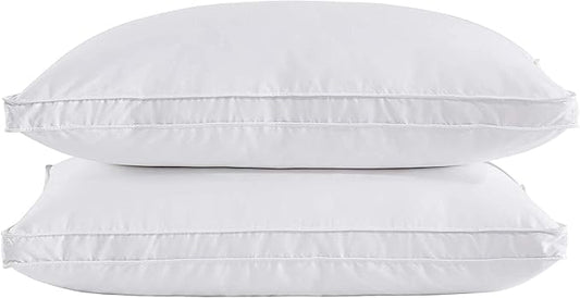 puredown® Goose Feather Down Pillows, Soft Gusseted Bed Pillows for Sleeping with 100% Cotton Shell, Set of 2, King Size