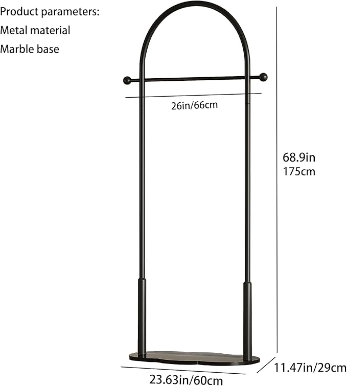 Clothes Rack for small spaces,Modern Clothing Rack with Marble Base,Small Garment Rack for Hanging Clothes,Heavy-duty Coat Rack Freestanding for Bedroom, Living Room,Entryway,Boutiques (black)