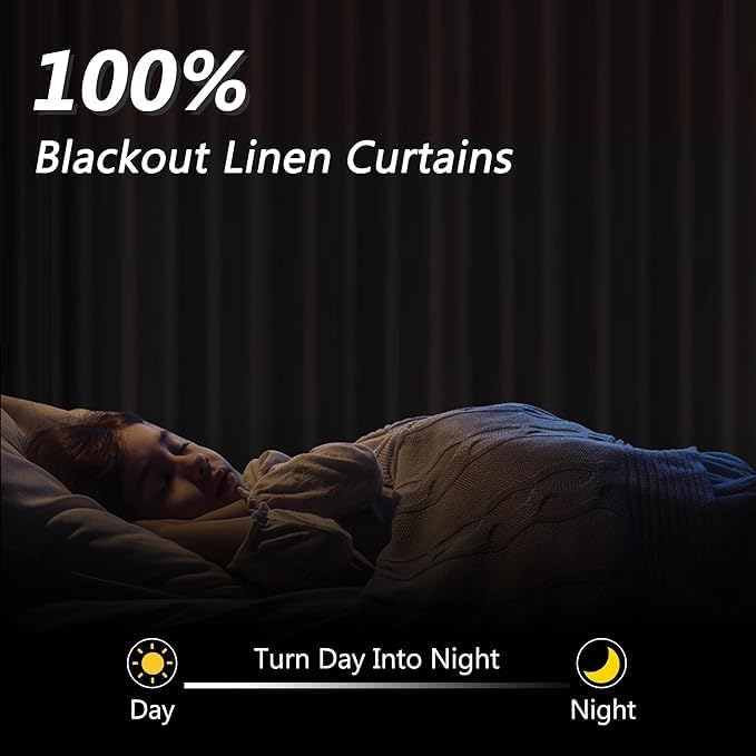 Guken Green Blackout Curtains 72 Inch Length 2 Panels Set for Living Room Bedroom Back Tab Thermal Insulated 100% Black Out Linen Drapes Room Darkening Window Curtains 52 Inches Width