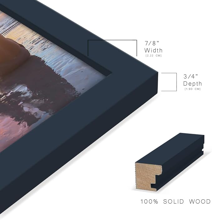 Renditions Gallery 5x7 inch Picture Frame High-end Modern Style, Made of Solid Wood and High Definition Glass Ready for Wall and Tabletop Photo Display, Navy Frame